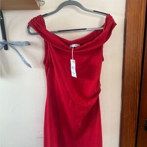 Mango off the shoulder Red Dress